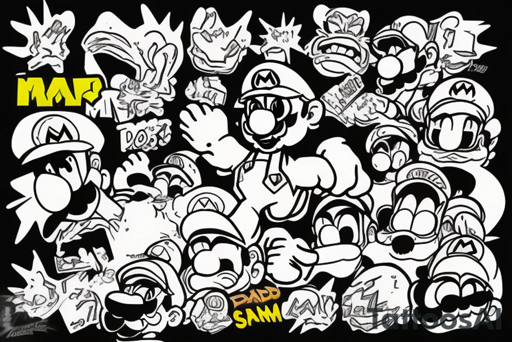 Bad super mario doing drugs tattoo idea