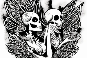 Skeleton with fairy wings. tattoo idea