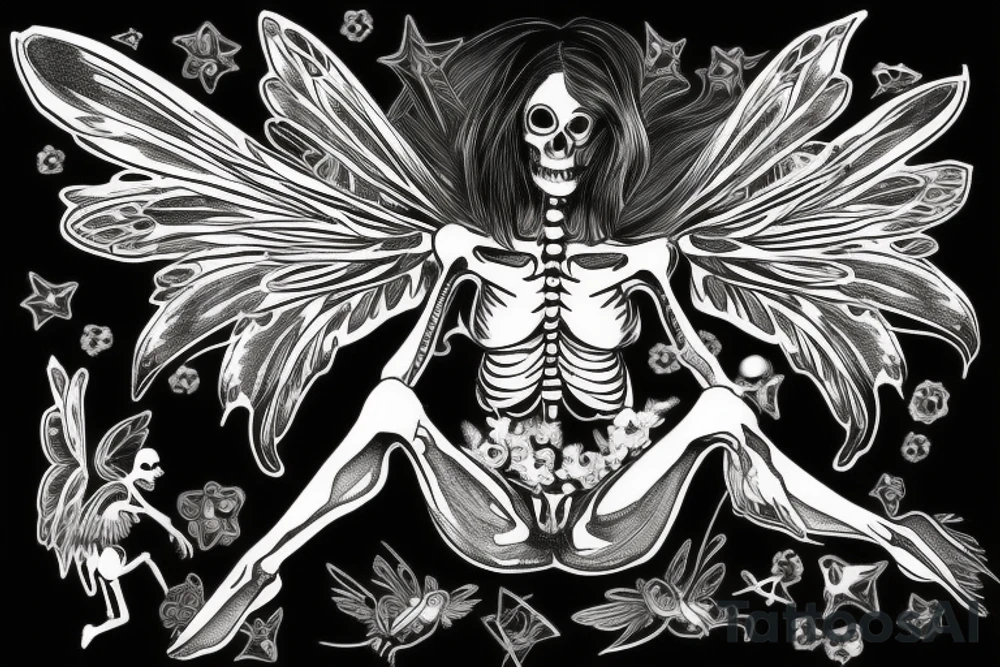 Skeleton with fairy wings. tattoo idea
