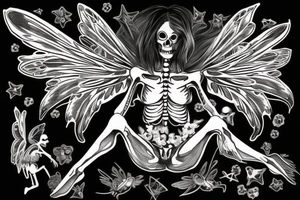 Skeleton with fairy wings. tattoo idea