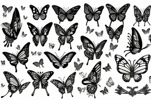 Skeleton with fairy wings and butterfly flying out of their hands tattoo idea