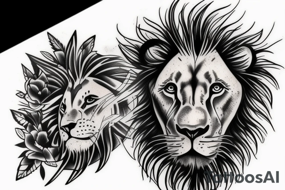 Aggresive line with blue eyes tattoo idea