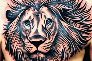 Aggresive line with blue eyes tattoo idea