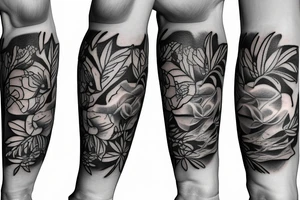 Army 4th infantry division floral sleeve tattoo idea