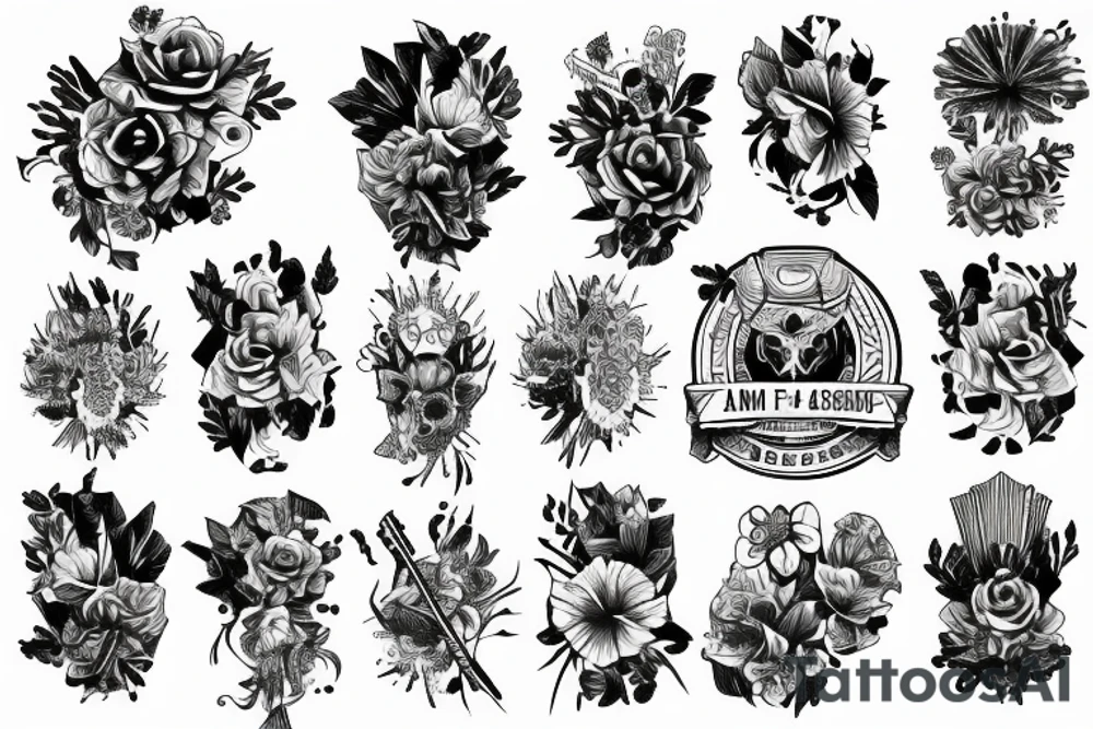 Army 4th infantry division floral sleeve tattoo idea