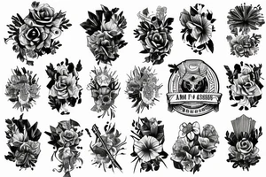 Army 4th infantry division floral sleeve tattoo idea