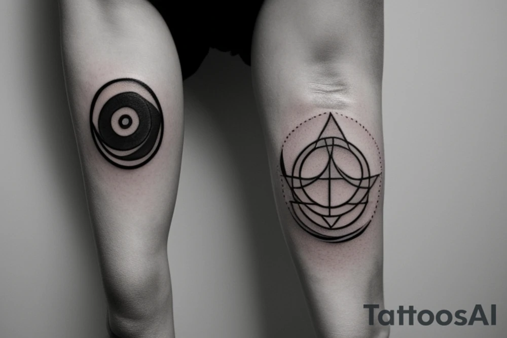 "A minimalistic, black and white tattoo that incorporates elements of Camprodon's landscape, along with symbols of the Water Tribe from Avatar: The Last Airbender and magical imagery from the Harry Potter universe, such as a wand or a spellbook." tattoo idea