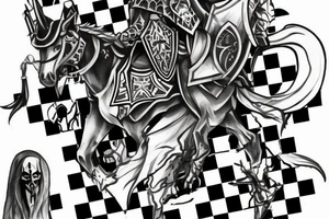 A ghost knight chessboard piece tattoo idea