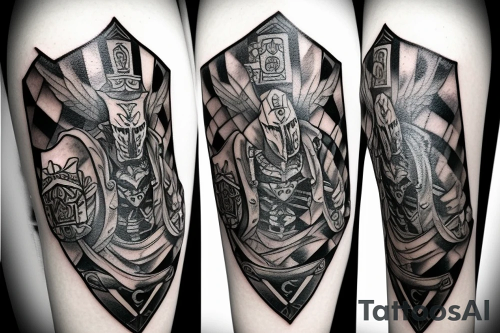 A ghost knight chessboard piece tattoo idea