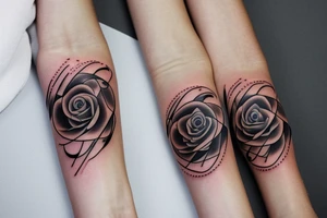 Black "family" tattoo on forearm with a rose next to it tattoo idea