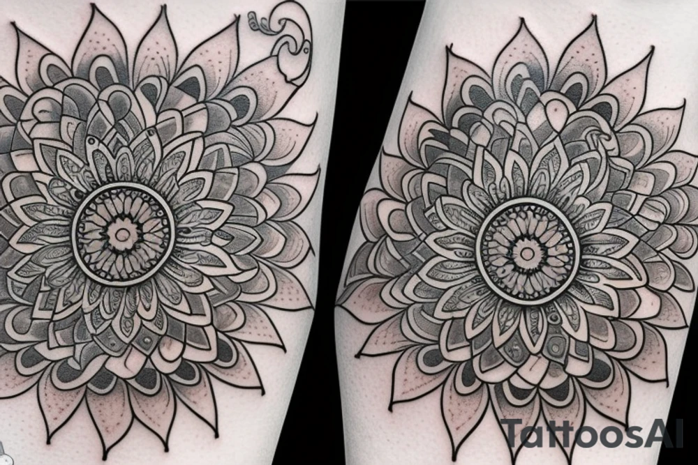 Mandala arm tattoo with gemstone tattoo idea