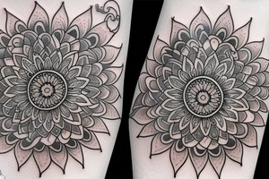 Mandala arm tattoo with gemstone tattoo idea