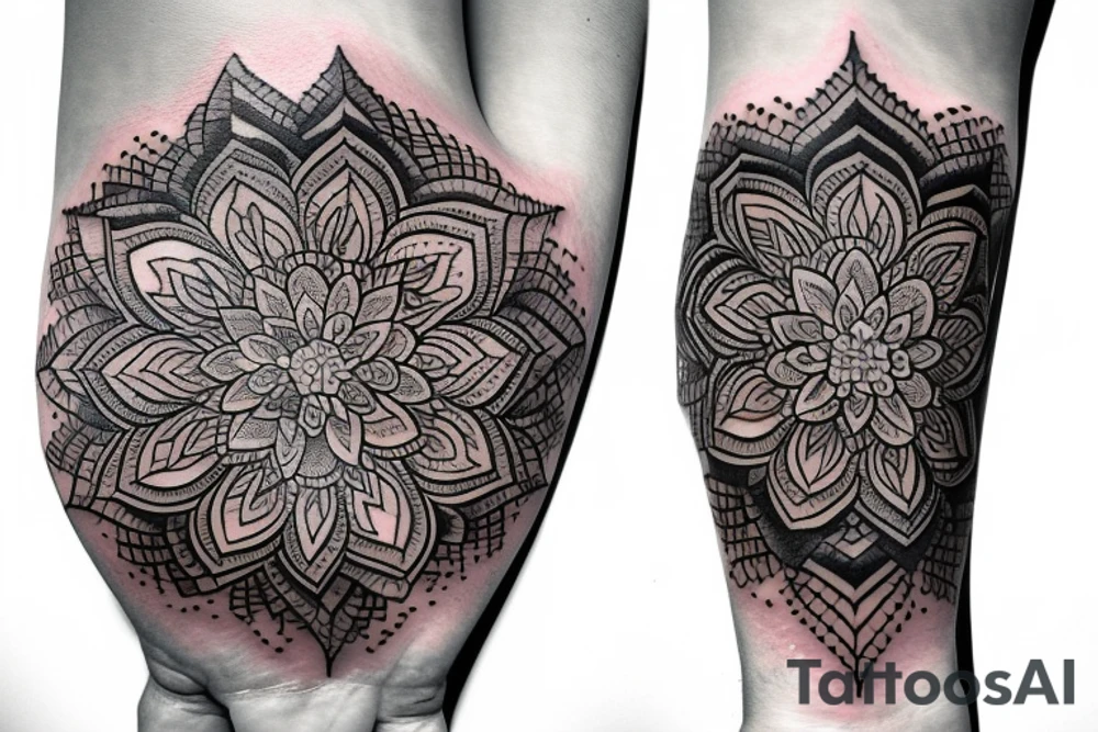 Mandala arm tattoo with crystal tattoo idea