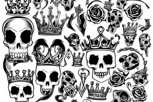 skull wearing a broken crown tattoo idea