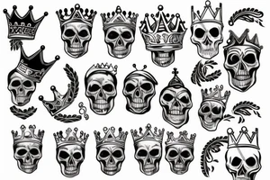 skull wearing a broken crown tattoo idea