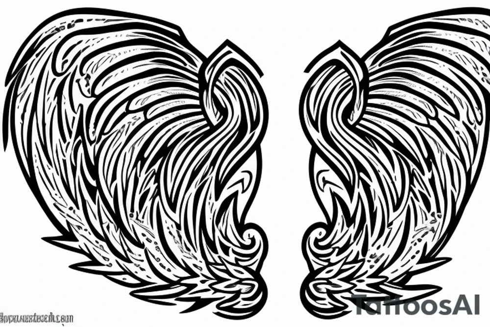 Angel wings with a cloxk in centre tattoo idea