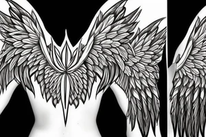 Angel wings with a cloxk in centre tattoo idea