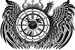 Clock with wings tattoo idea
