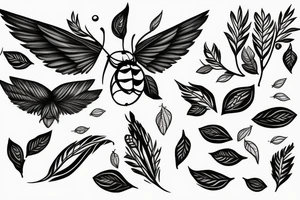 Bumblebee with leaves for wings tattoo idea