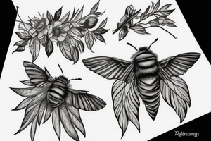 Bumblebee with leaves for wings tattoo idea