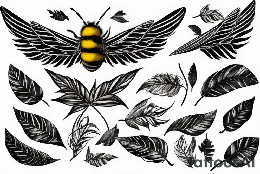 Bumblebee with leaves for wings tattoo idea