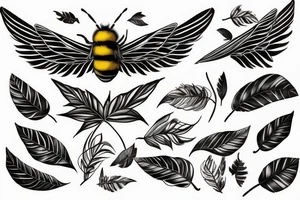 Bumblebee with leaves for wings tattoo idea