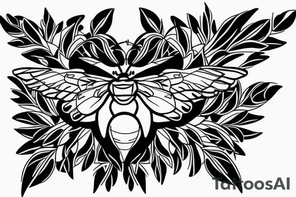 Bumblebee with leaves for wings tattoo idea