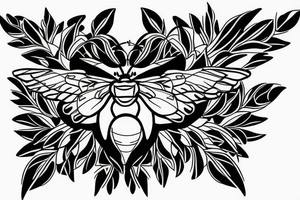 Bumblebee with leaves for wings tattoo idea