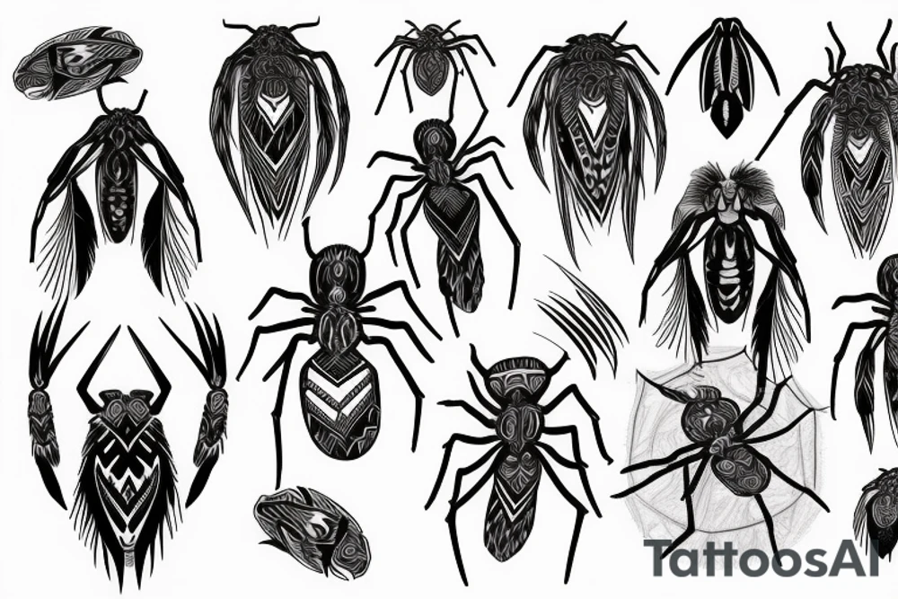Native American spider surrounded by Liana vine tattoo idea