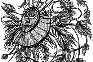 Native American spider surrounded by Liana vine tattoo idea