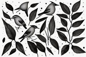 A cedar waxwing with leaves instead of feathers tattoo idea