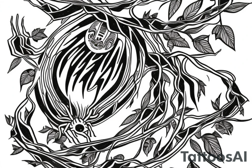 Native American spider surrounded by vine tattoo idea