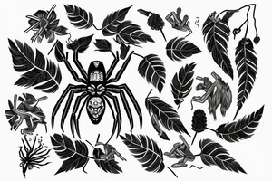 Native American spider surrounded by vine tattoo idea