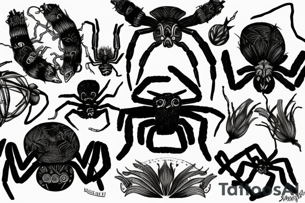 Incan spider surrounded by vine tattoo idea