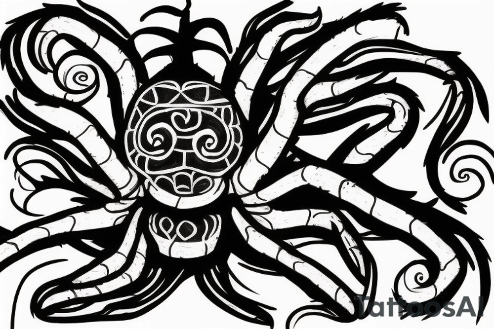 Incan spider surrounded by vine tattoo idea