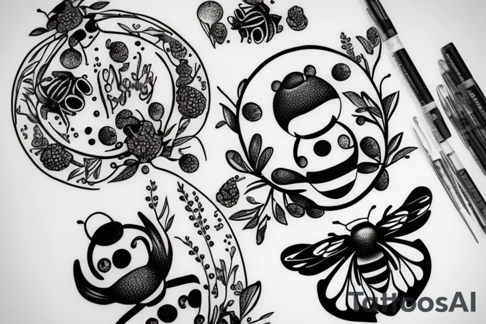 Blueberries with a bumblebee tattoo idea