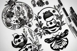 Blueberries with a bumblebee tattoo idea