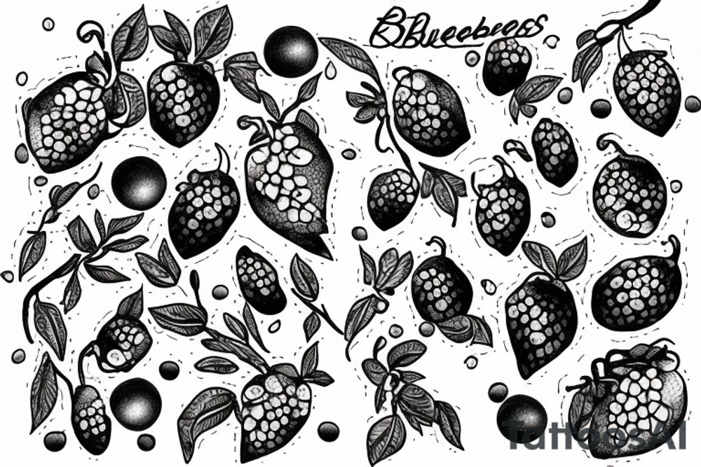 Blueberries with a bumblebee tattoo idea