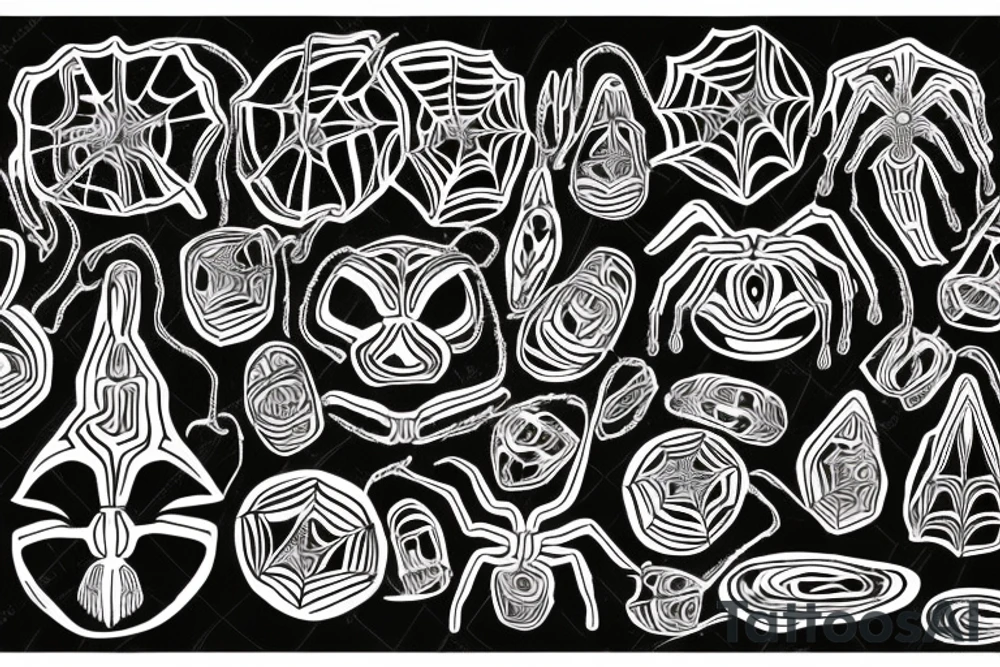 Incan tribal spider surrounded by ayahuasca vine tattoo idea