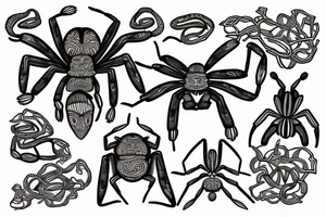 Incan tribal spider surrounded by ayahuasca vine tattoo idea