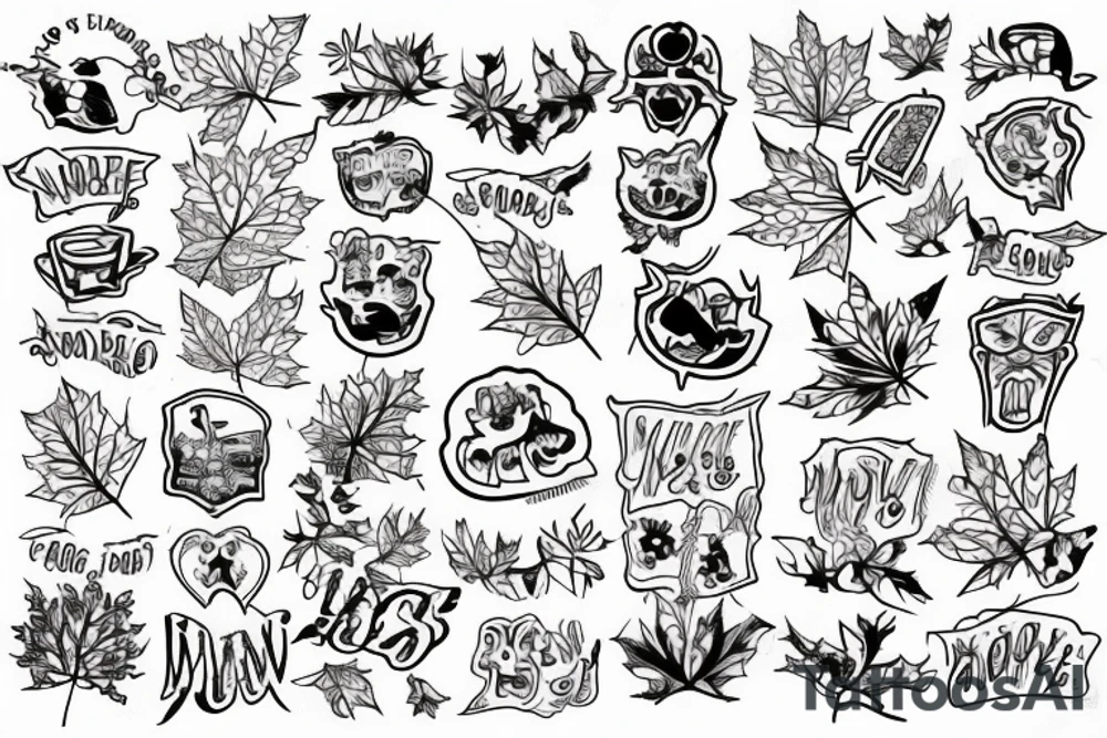 maple and rowan tree cartoon combined
split 50/50 tattoo idea