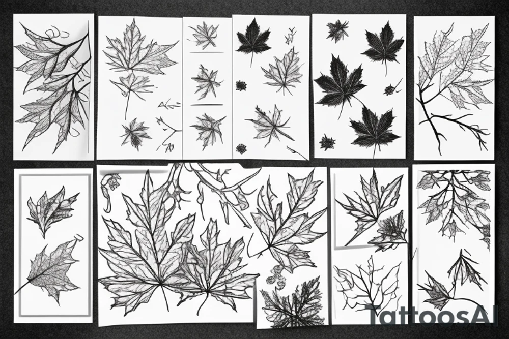 maple and rowan tree grown combined tattoo idea