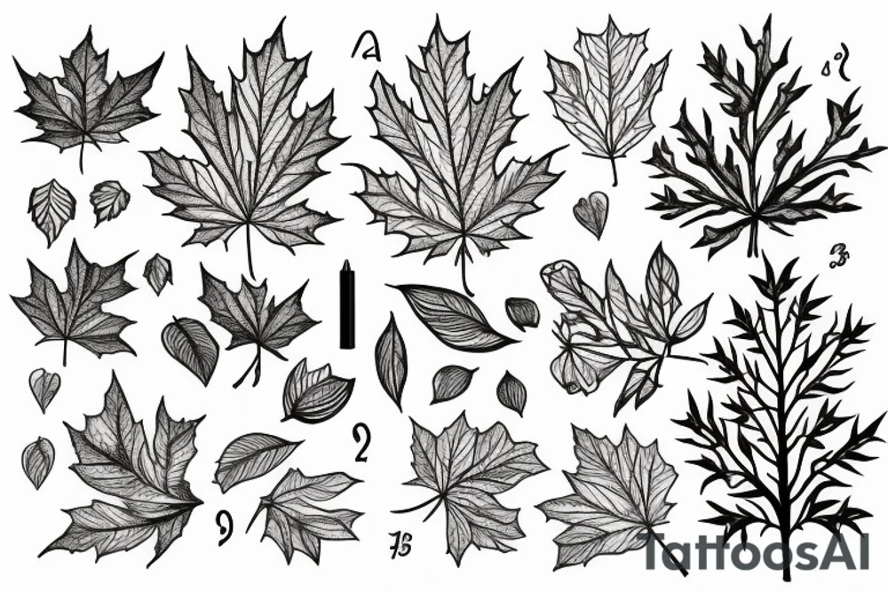 maple and rowan tree grown combined tattoo idea