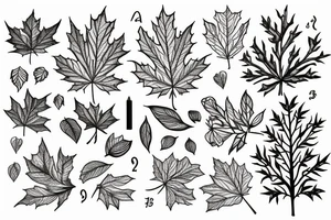 maple and rowan tree grown combined tattoo idea