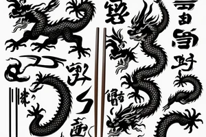 Chinese dragon holding chopsticks tattoo idea