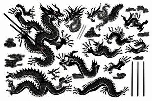 Chinese dragon holding chopsticks tattoo idea