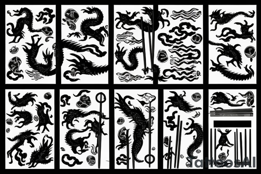 Dragon holding chopsticks tattoo idea
