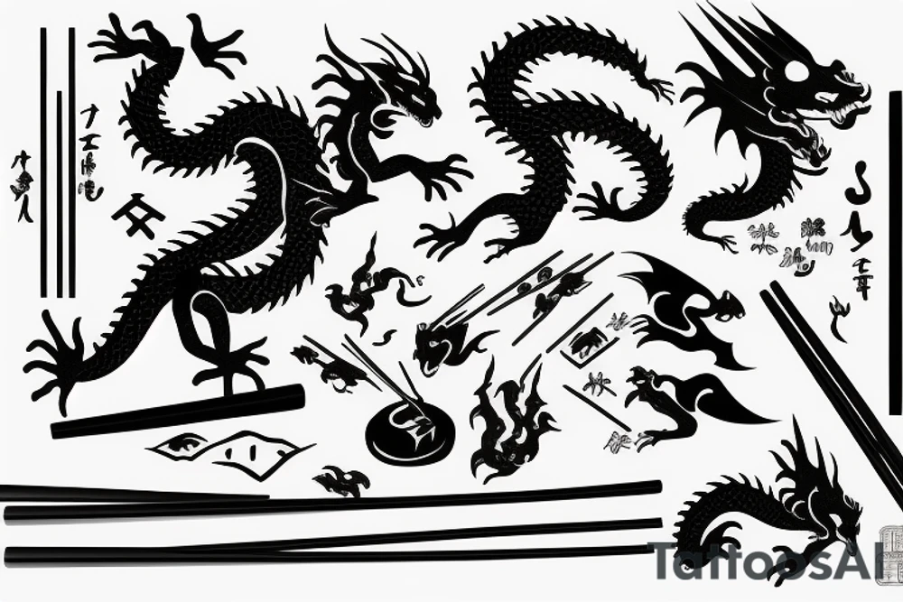Dragon holding chopsticks tattoo idea