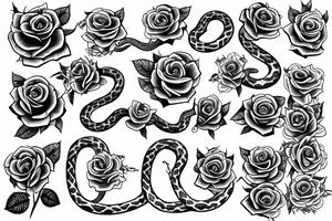 book with snakes, roses and stars tattoo idea