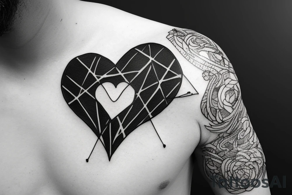 broken heart with light surrounded tattoo idea